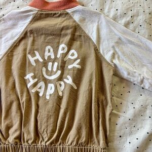 Happy Happy Kids Jacket - Tan and White